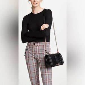 NEW Rebecca Minkoff Love Quilted Leather Crossbody Shoulder Bag Black Gunmetal